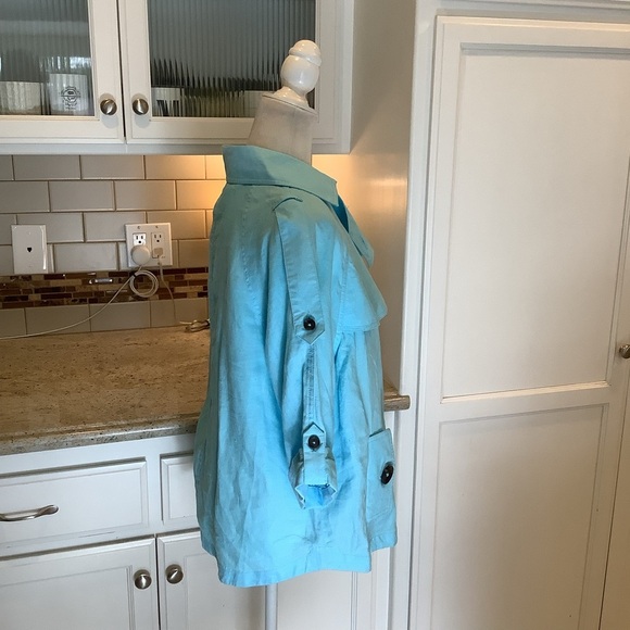 Chico’s Linen Blue Turquoise Jacket Size XL (3) - Picture 5 of 11